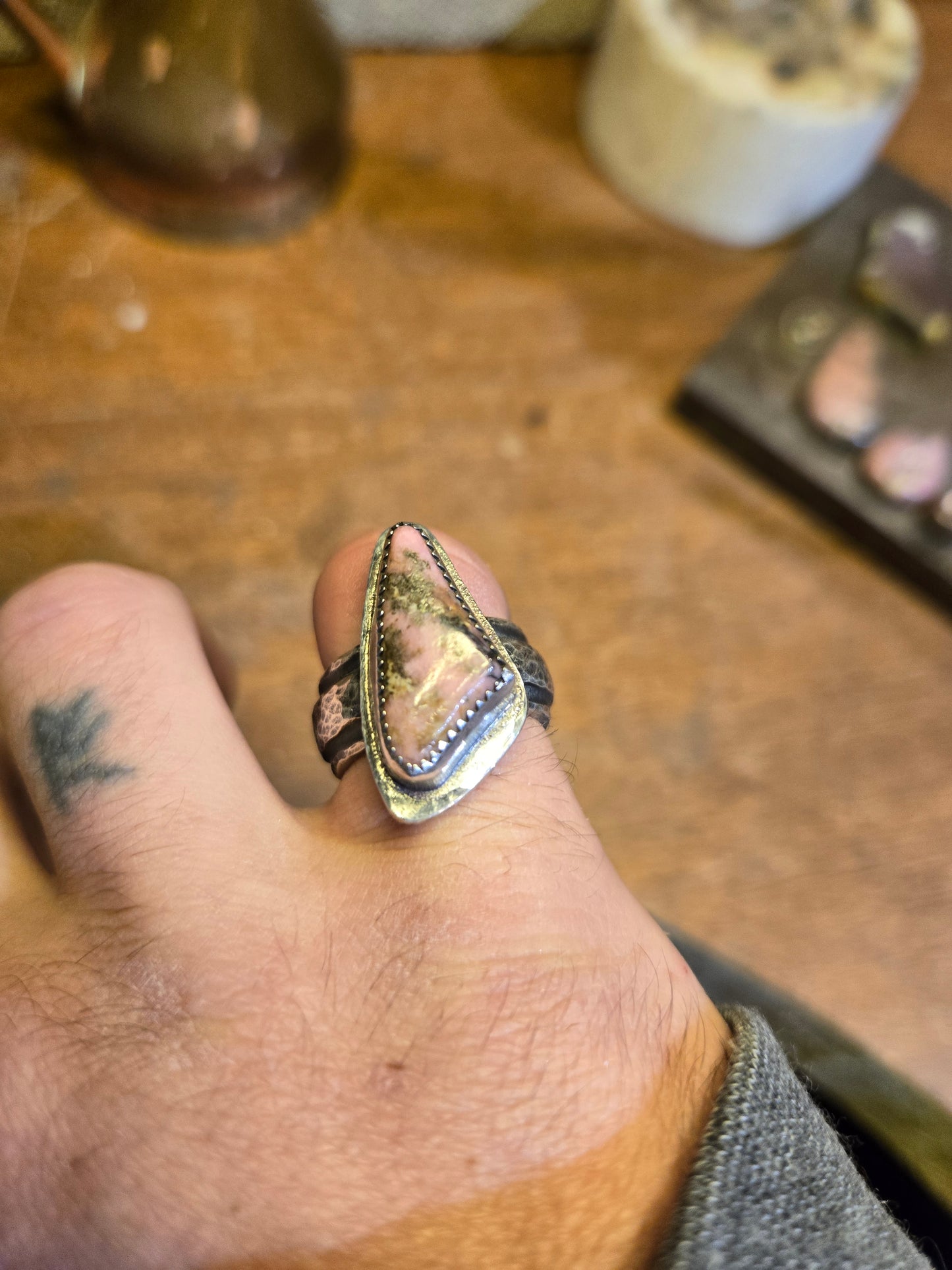 Saltspring rhodonite ring