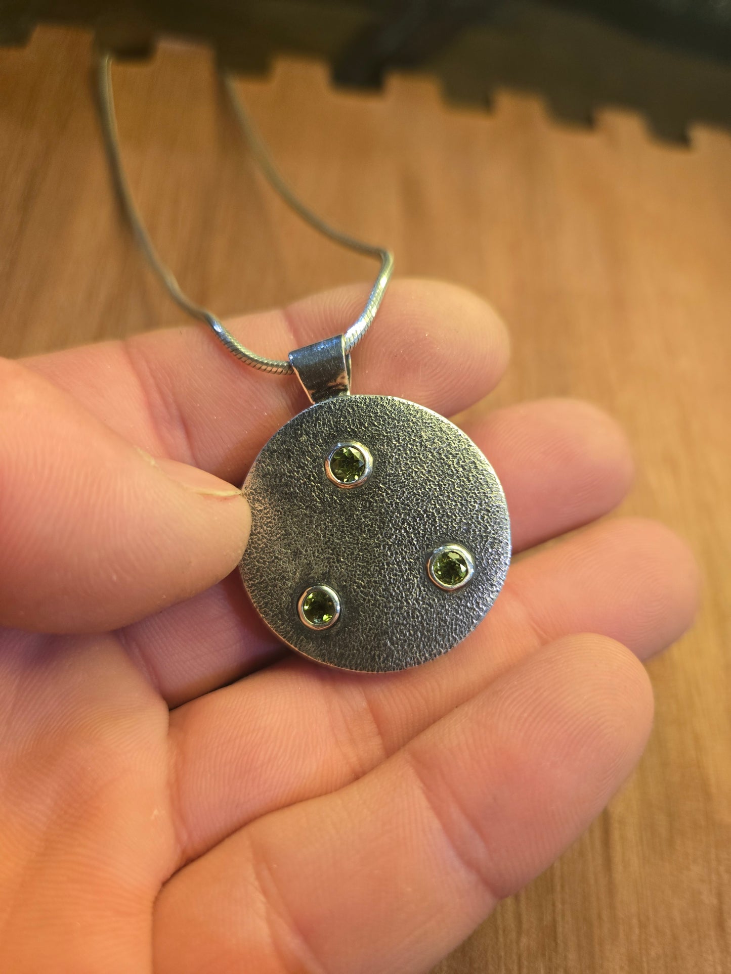 Sterling and 14k gold Peridot mandala