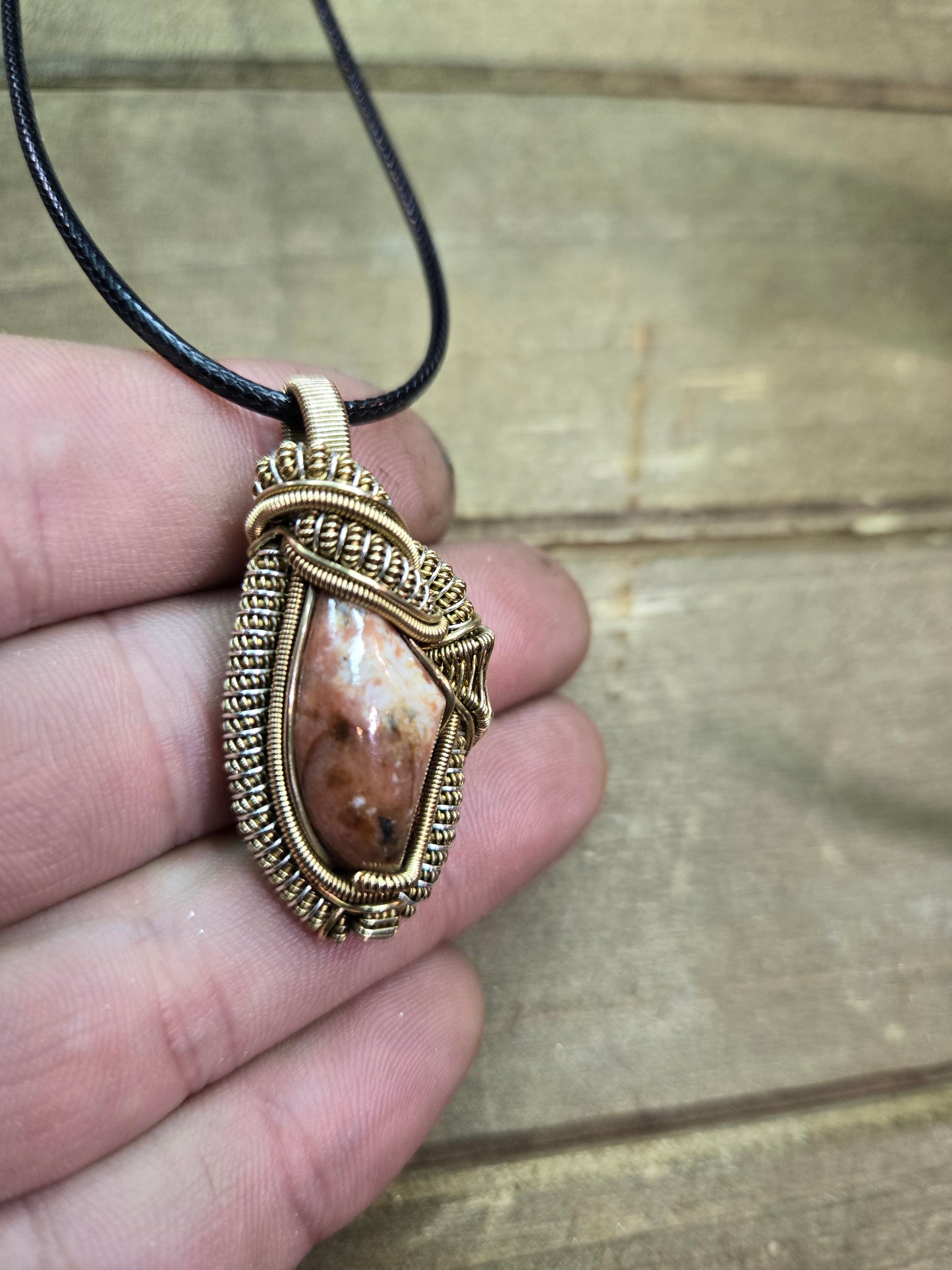 Watermelon rhodonite necklace