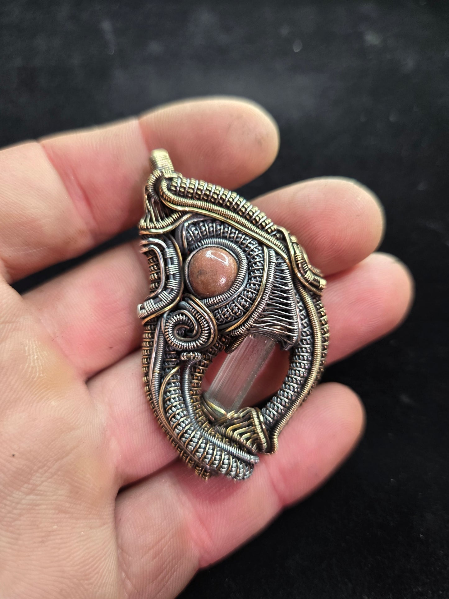 Salty rhodonite w/ aquamarine