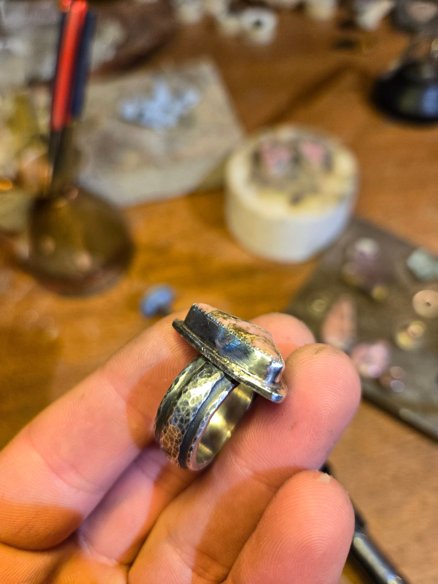 Saltspring rhodonite ring