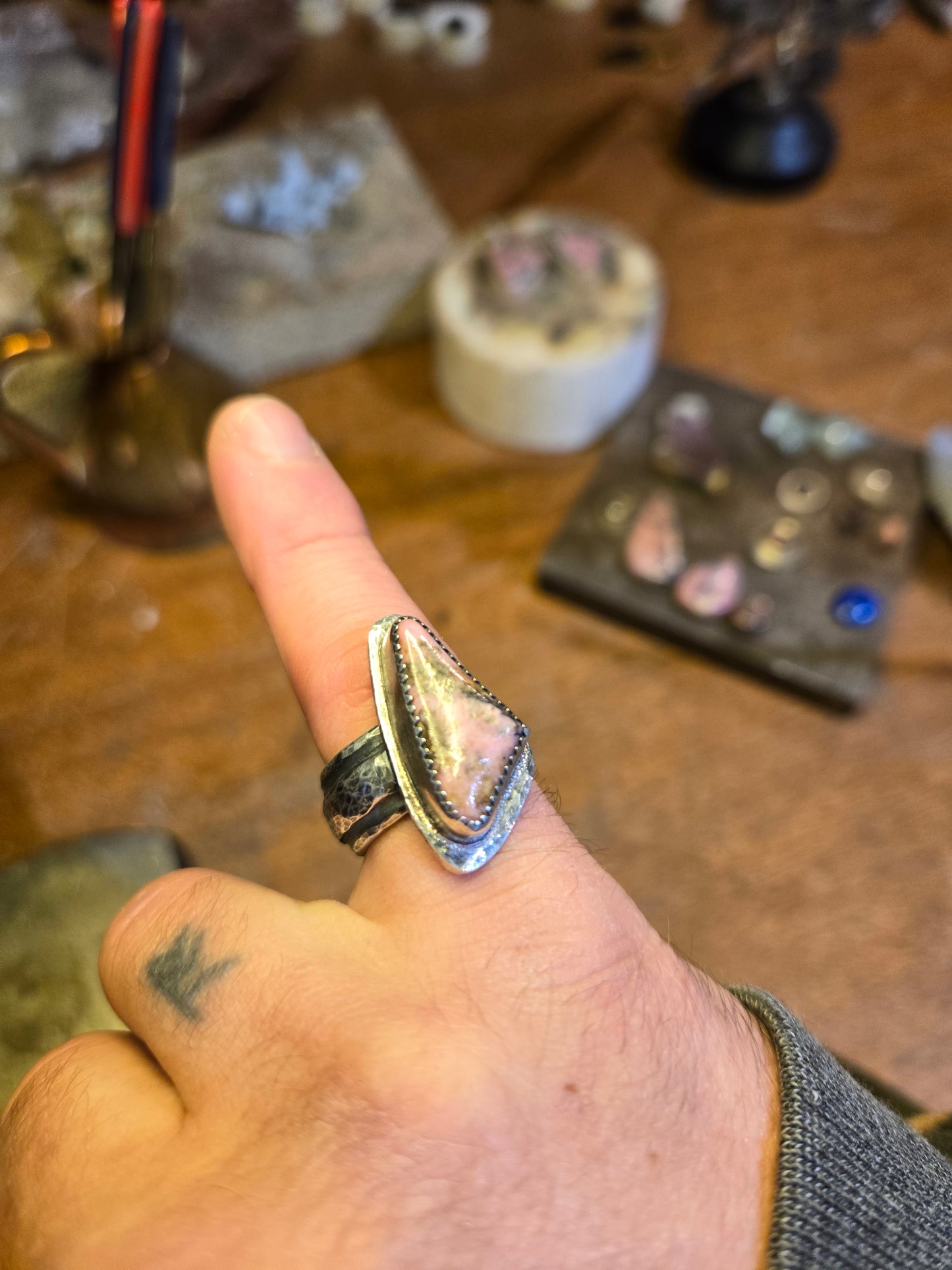 Saltspring rhodonite ring