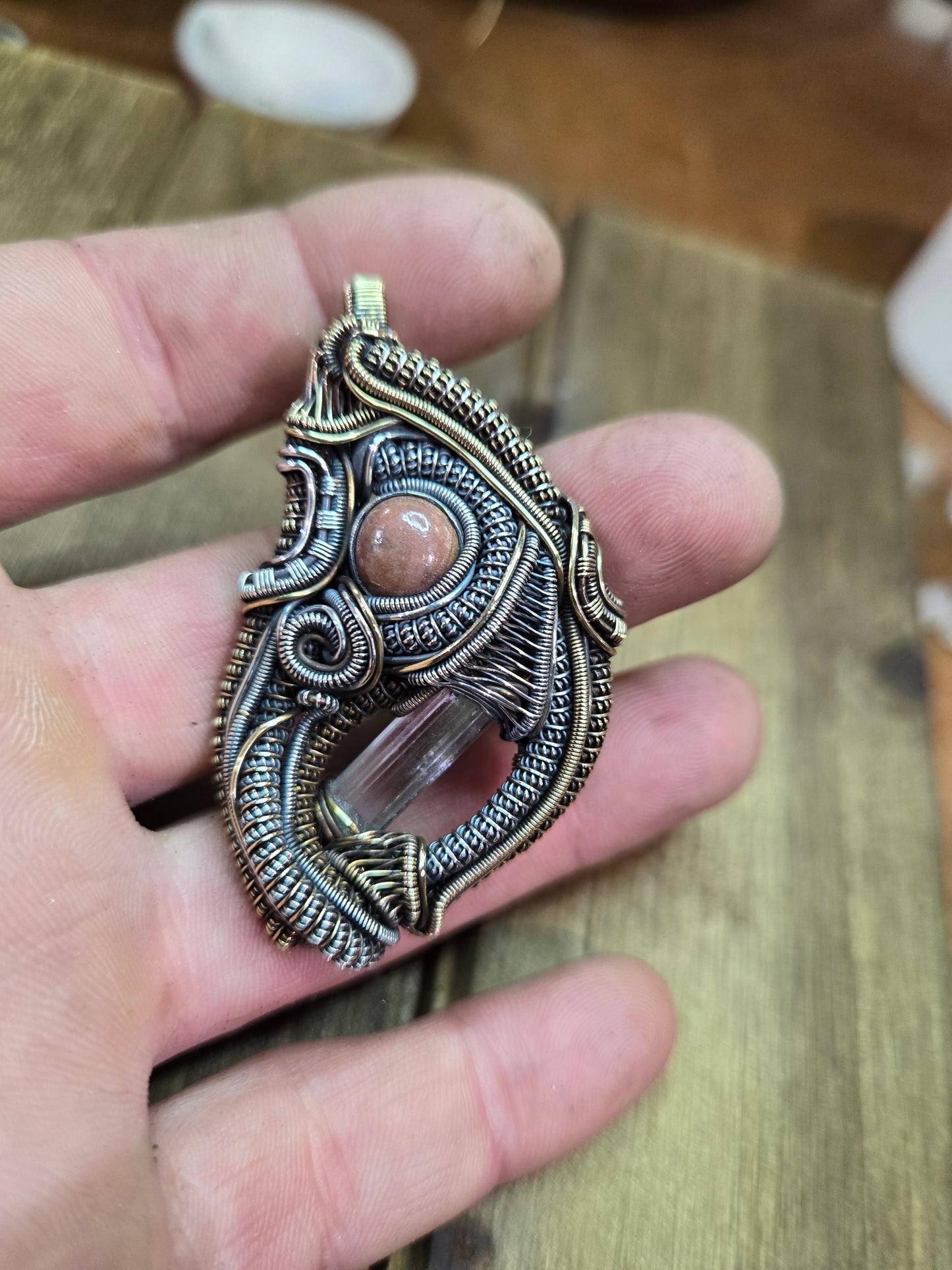 Salty rhodonite w/ aquamarine