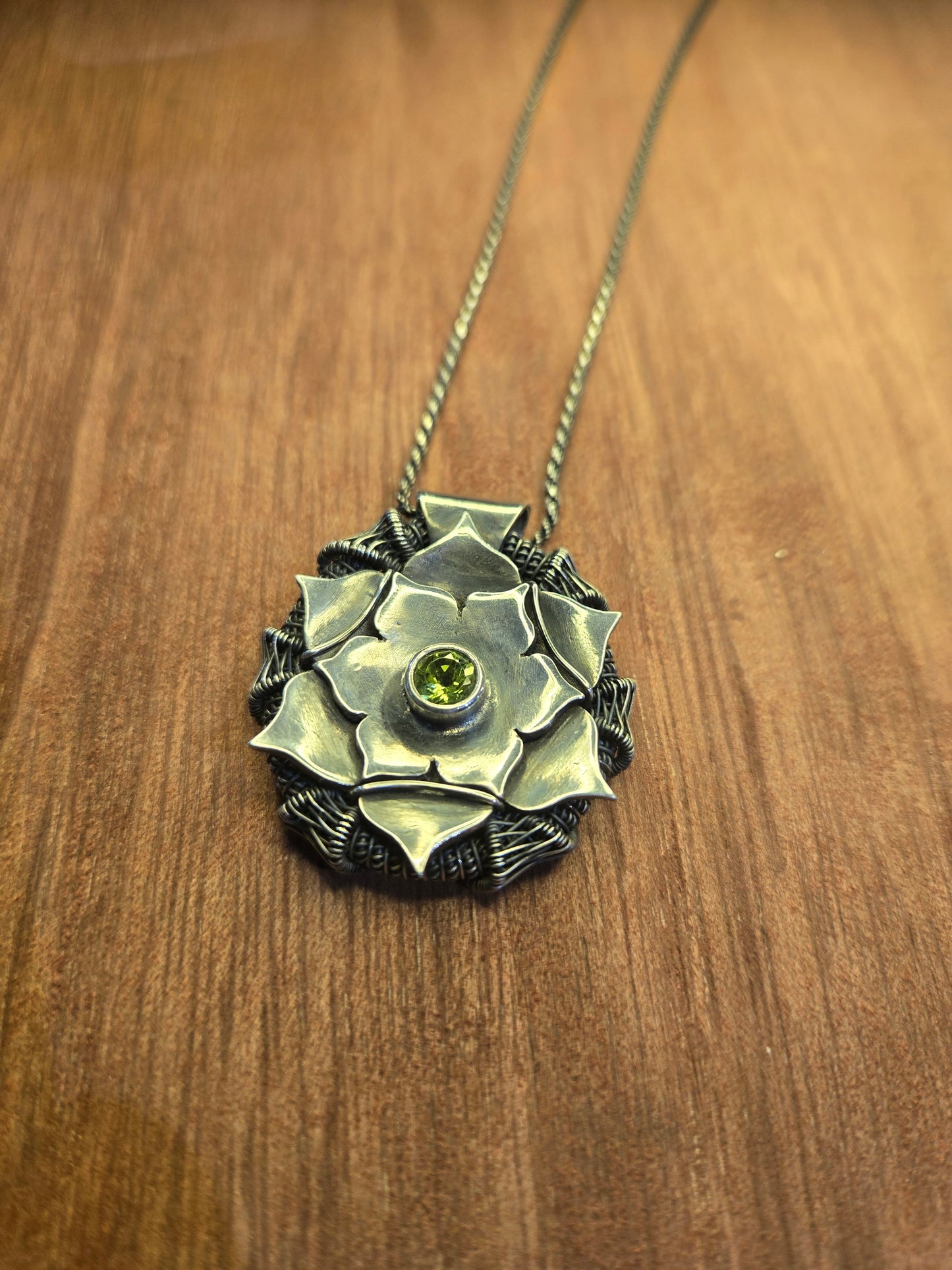 Sterling peridot mandala