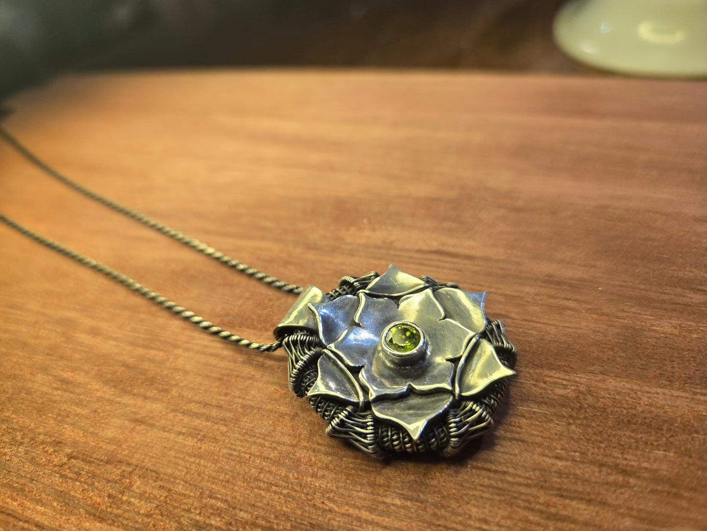 Sterling peridot mandala