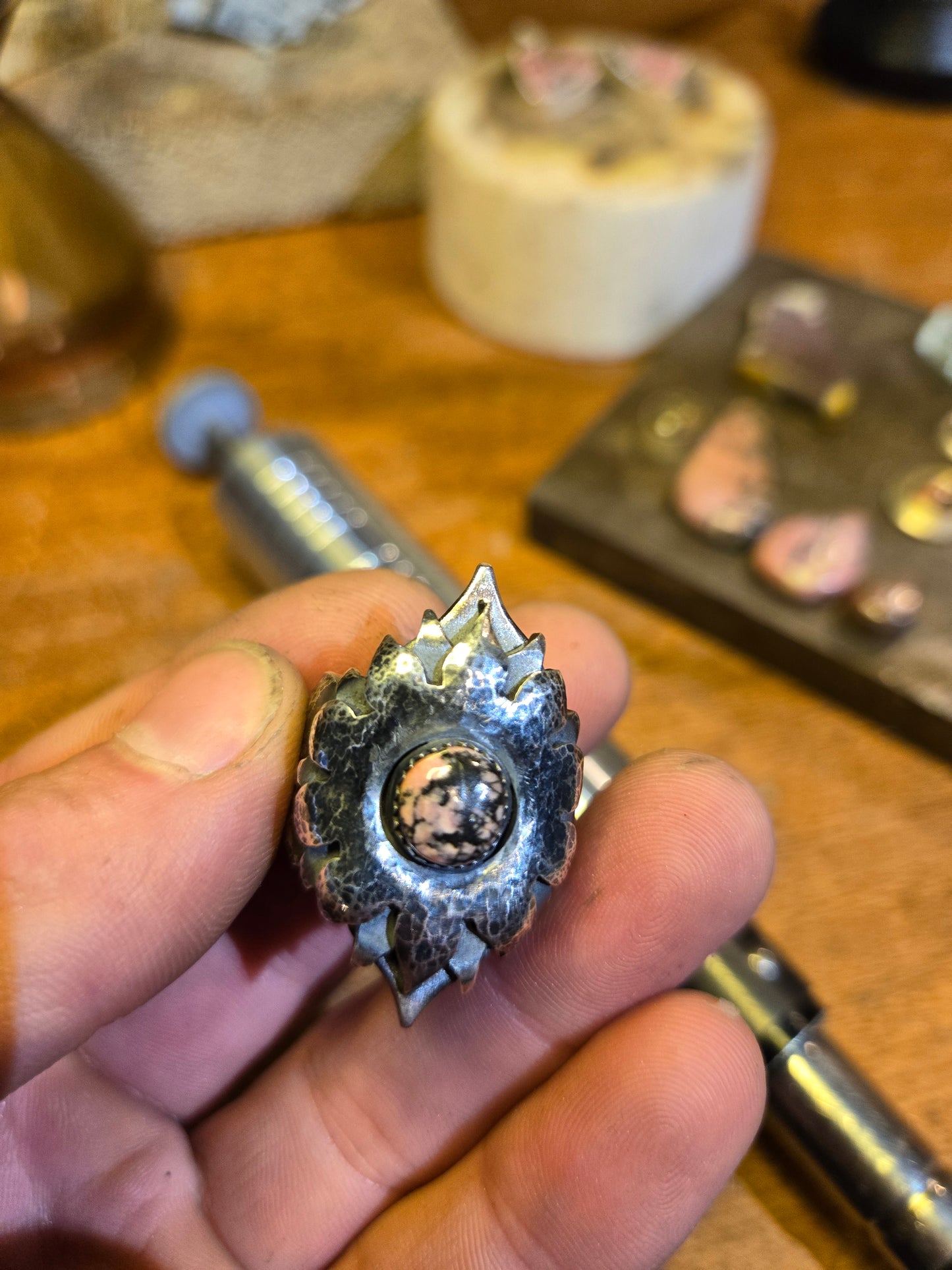 Mandala ring w/ rhodonite