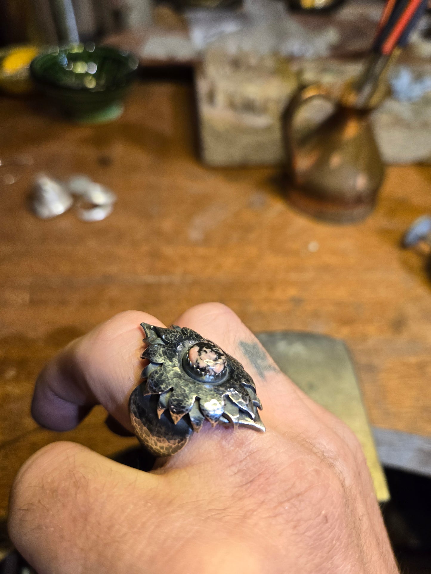 Mandala ring w/ rhodonite