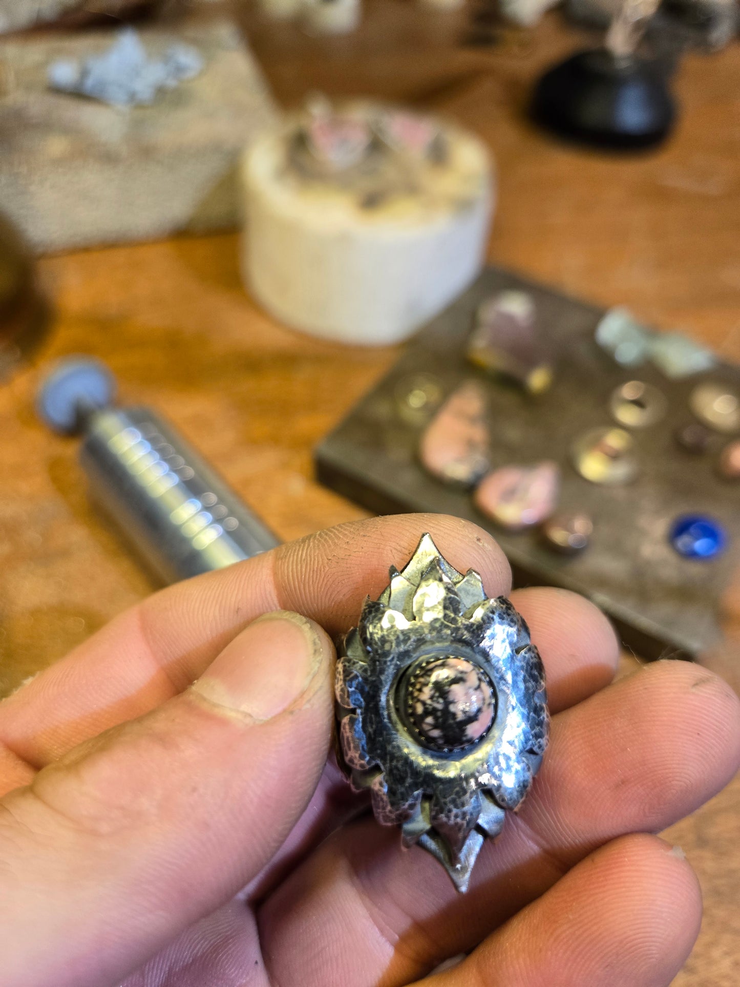 Mandala ring w/ rhodonite