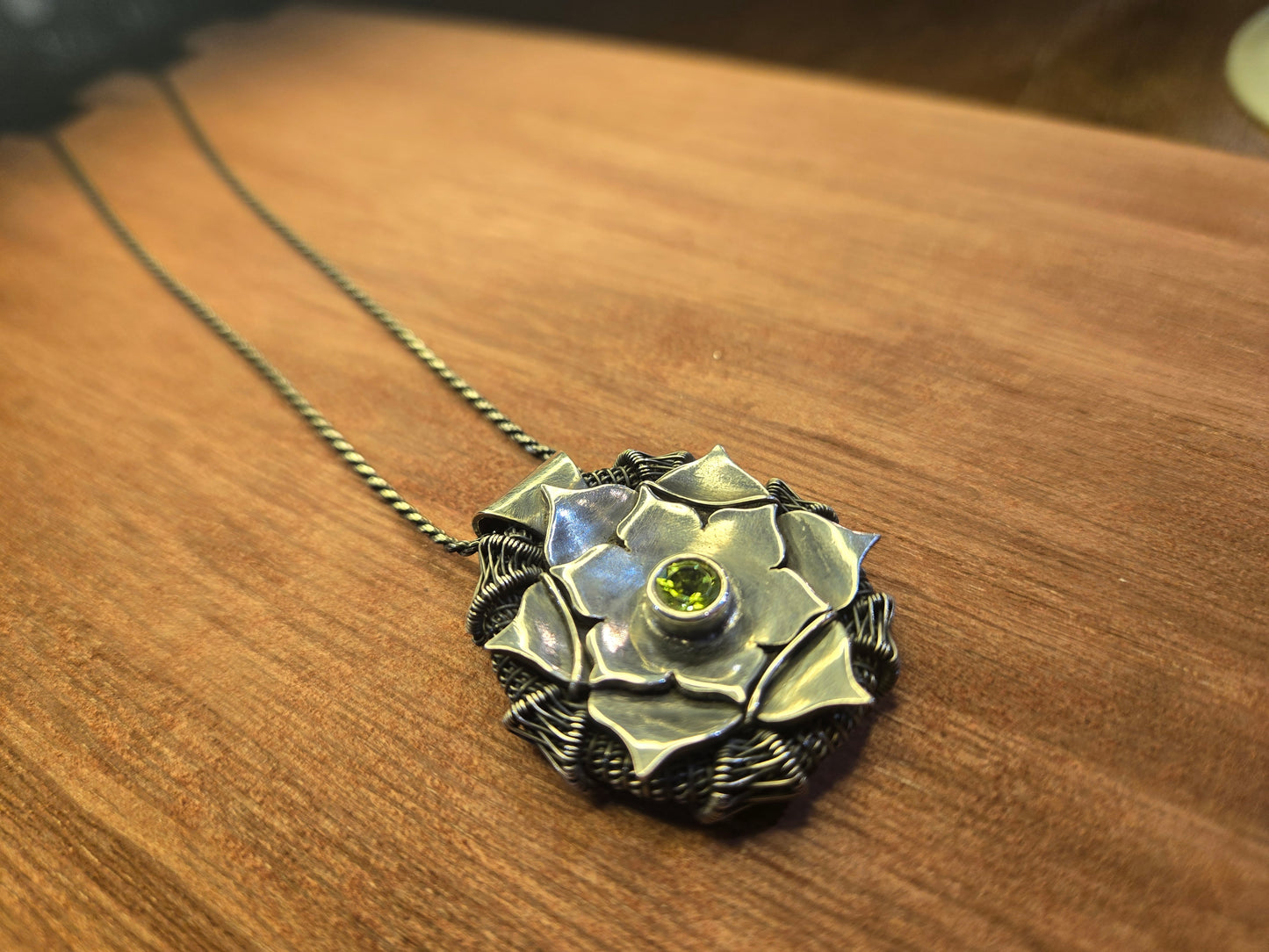 Sterling peridot mandala