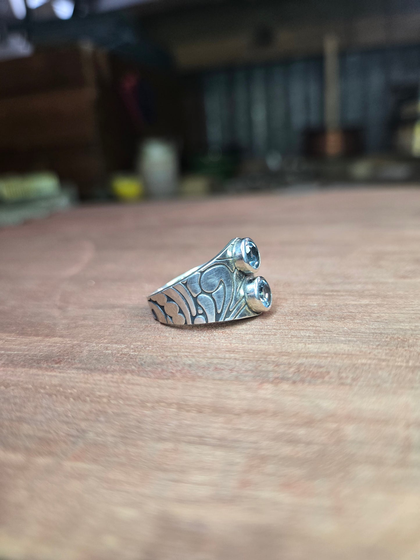 Sky blue topaz ring