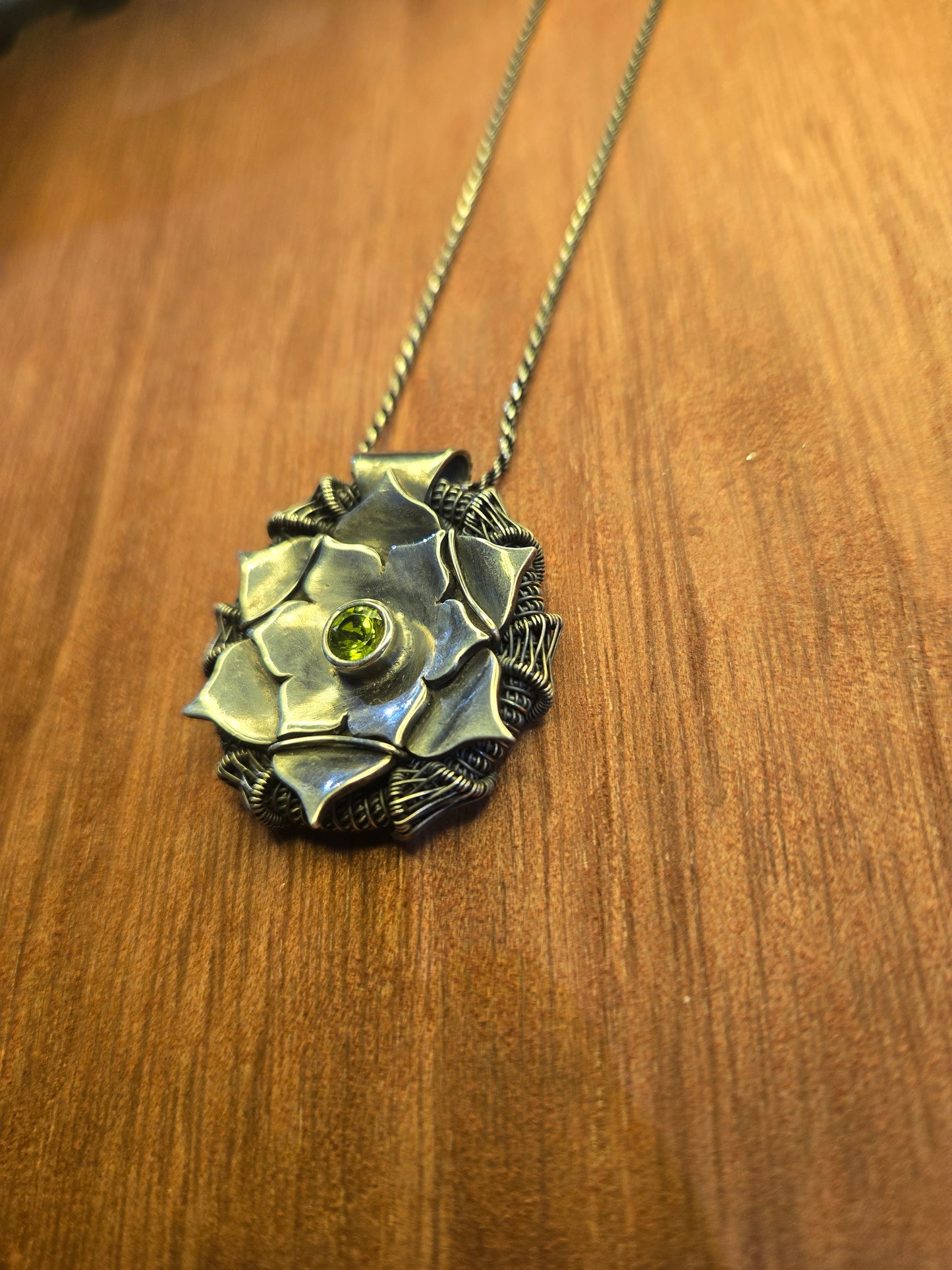 Sterling peridot mandala