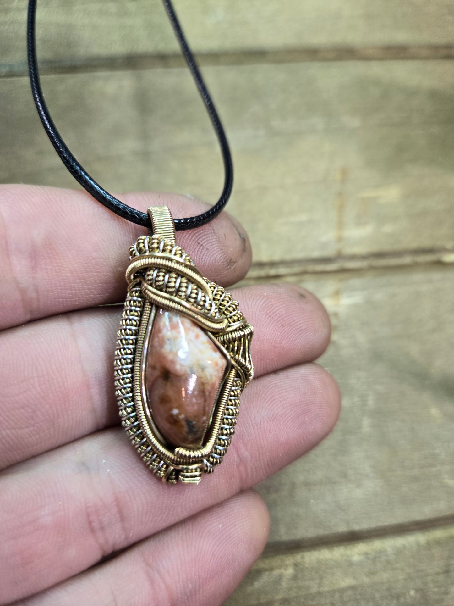 Watermelon rhodonite necklace
