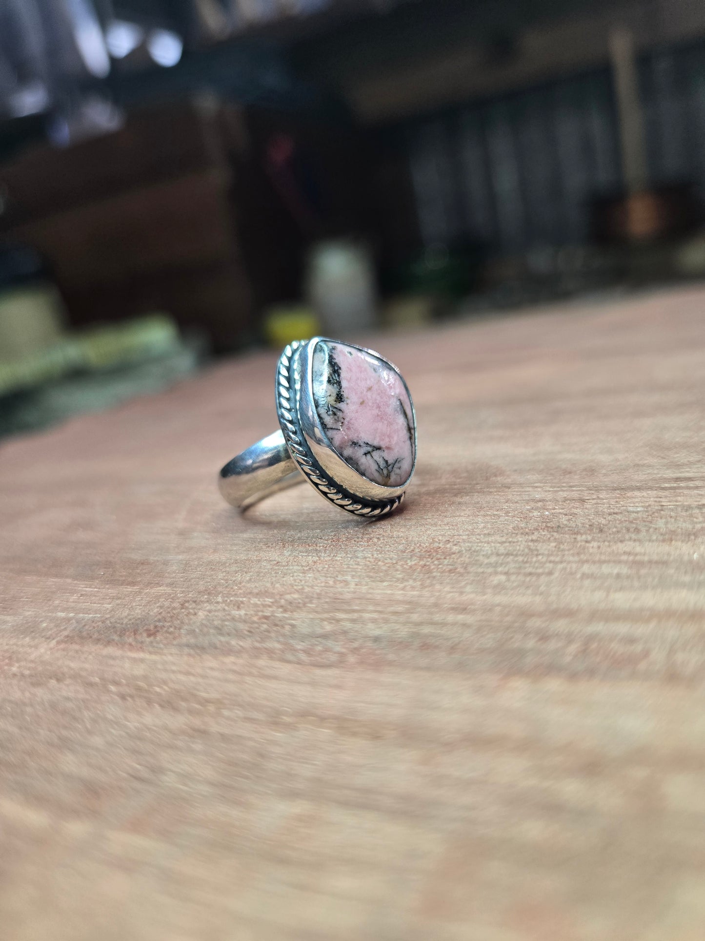 Saltspring rhodonite ring