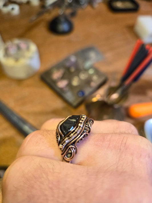 Smokey tibetan quartz ring