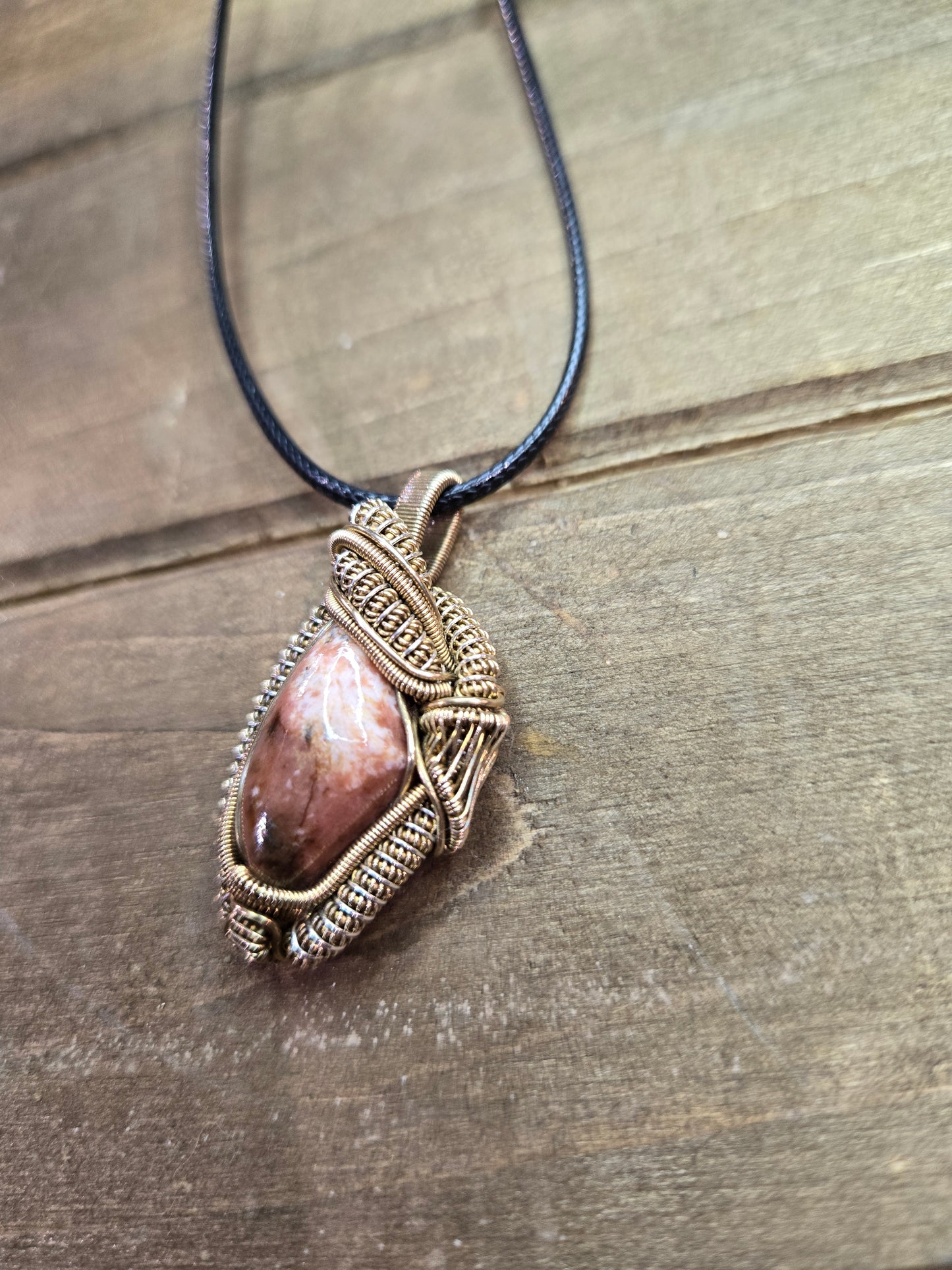 Watermelon rhodonite necklace