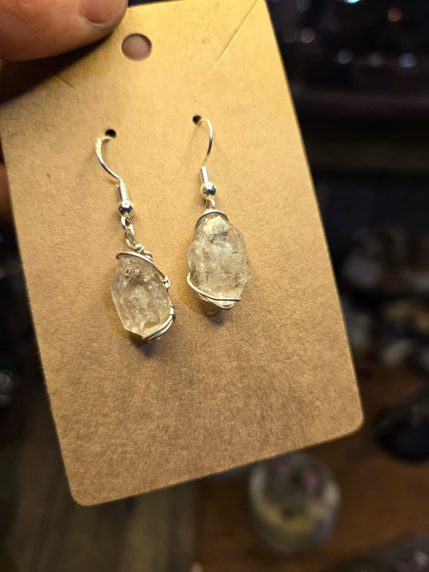 Diamond quartz earrings