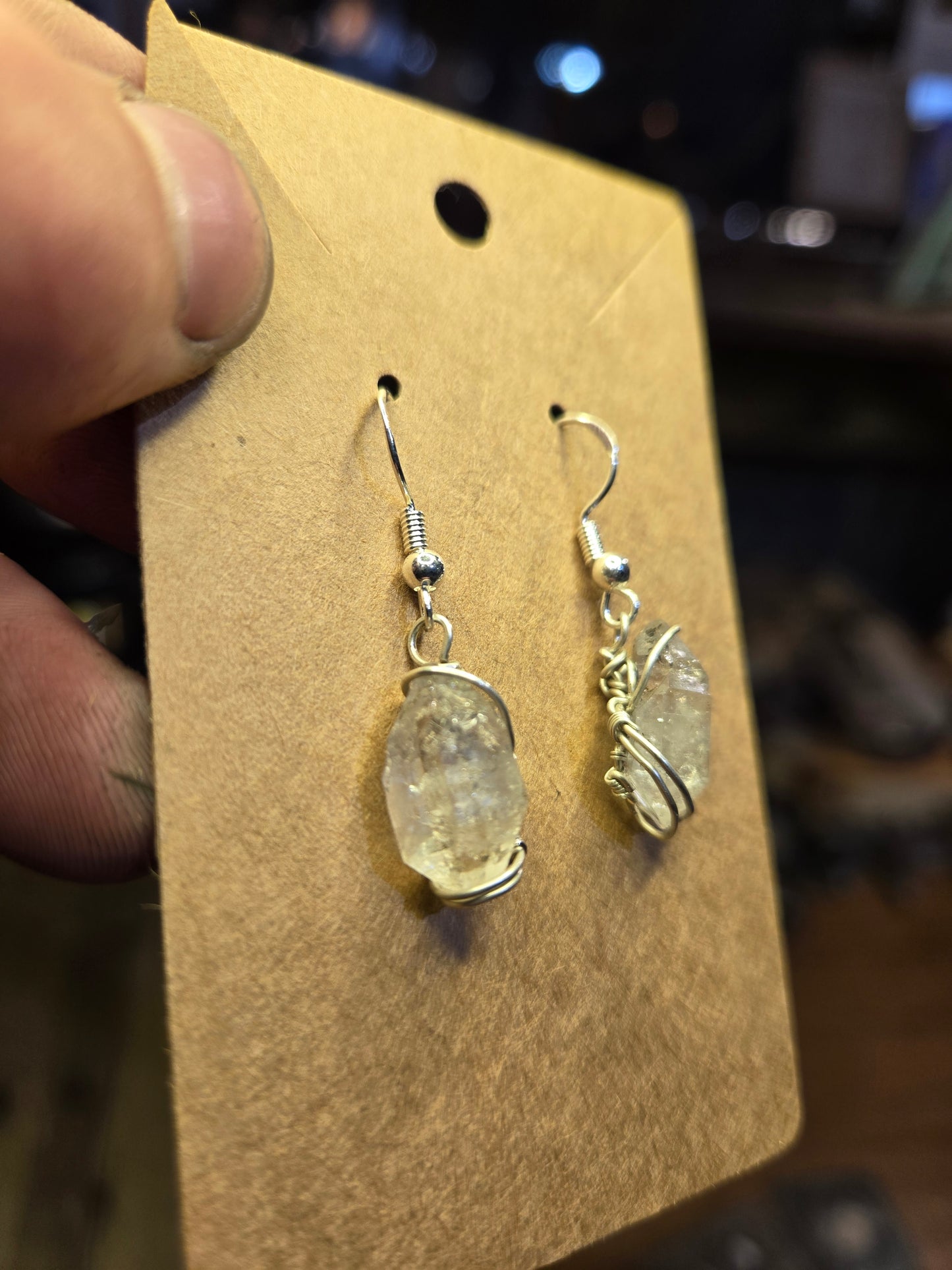 Diamond quartz earrings