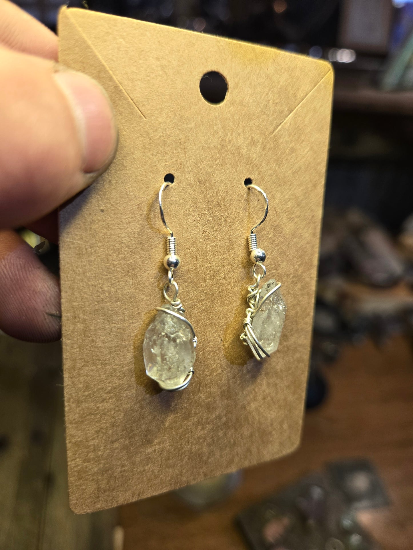 Diamond quartz earrings